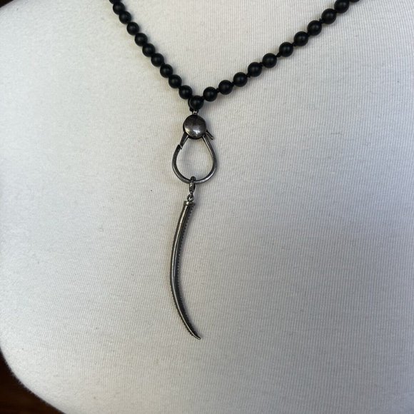 New Authentic Chan Luu Black Diamond Clasp & Talon Pendant Matte Onyx Necklace
